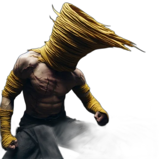 hair, mask, creature, staff transparent PNG cut-out
