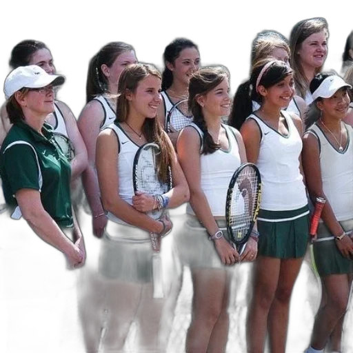 staff, group, female, tennis transparent PNG cut-out