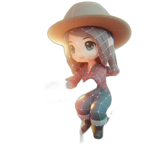 hat, staff, creature, 3d render transparent PNG cut-out