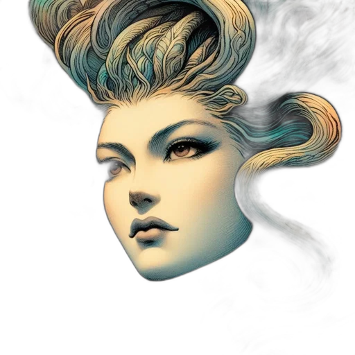 hair, face, mask, staff transparent PNG cut-out