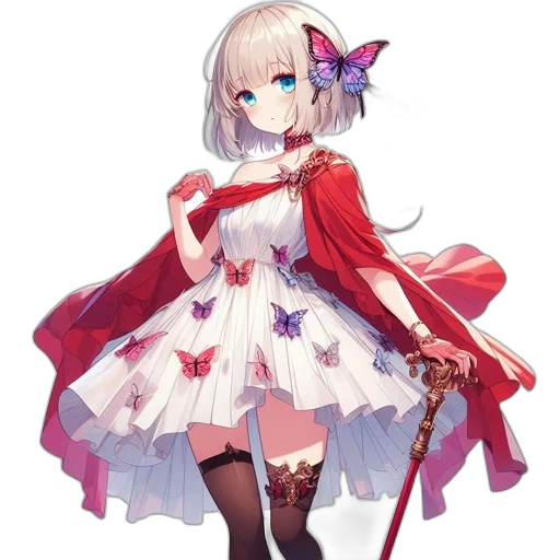 dress, staff, flower, weapon transparent PNG cut-out