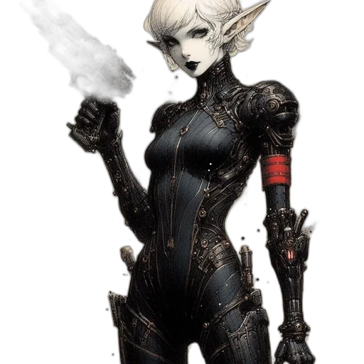 robot, staff, weapon, dress transparent PNG cut-out
