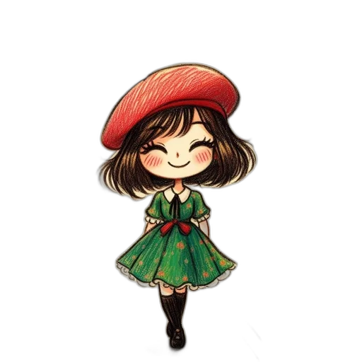 hat, dress, staff, flower transparent PNG cut-out