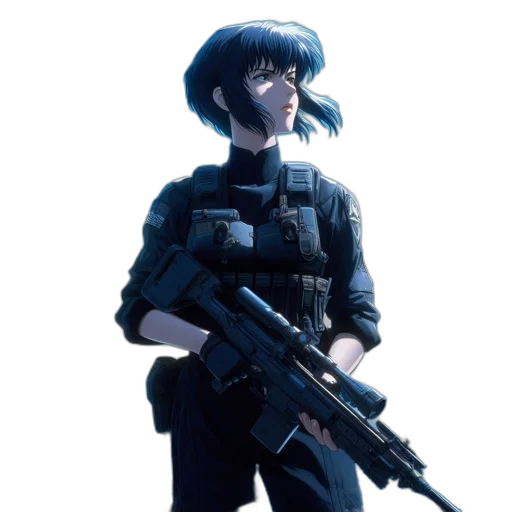weapon, staff, jacket, face transparent PNG cut-out