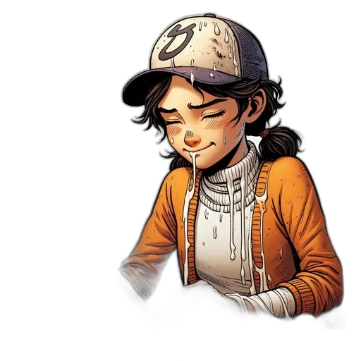jacket, hat, face, comic book art transparent PNG cut-out