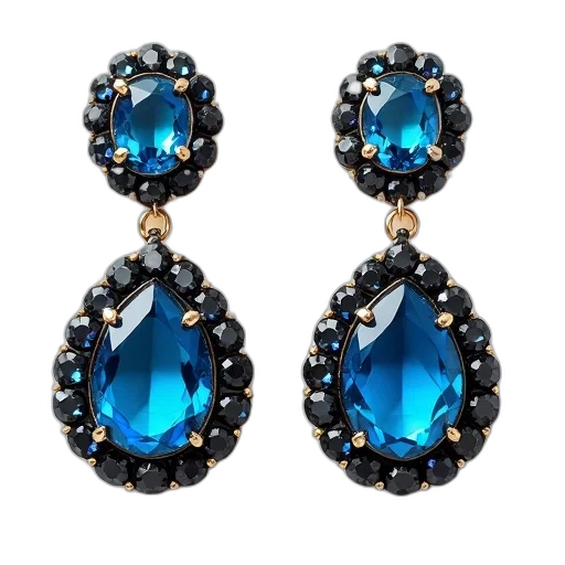jewelry, blue, pair, earrings transparent PNG cut-out