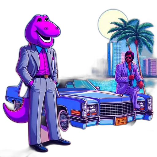 car, vaporwave, concept art, pixel art transparent PNG cut-out