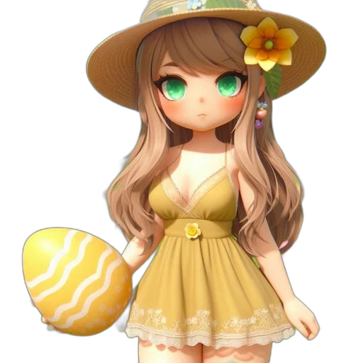 hat, dress, staff, flower transparent PNG cut-out