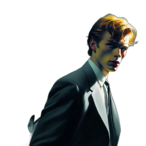 jacket, face, concept art, comic book art transparent PNG cut-out