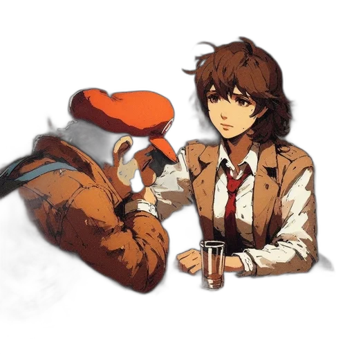 jacket, hat, robot, weapon transparent PNG cut-out