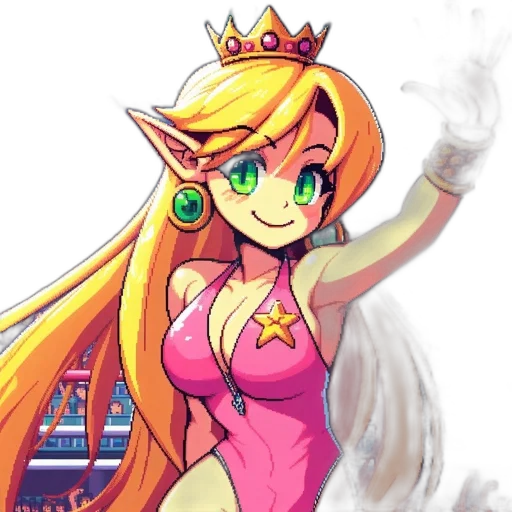 crown, dress, staff, pixel art transparent PNG cut-out