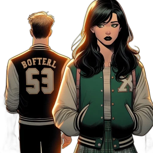 jacket, comic book art, concept art, two transparent PNG cut-out