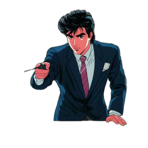 jacket, staff, face, weapon transparent PNG cut-out