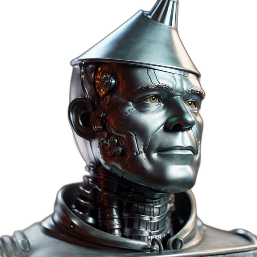 robot, crown, face, 3d render transparent PNG cut-out