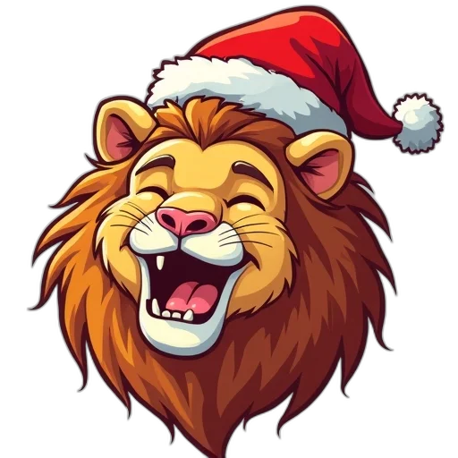 concept art, cartoon, laughing, lion transparent PNG cut-out