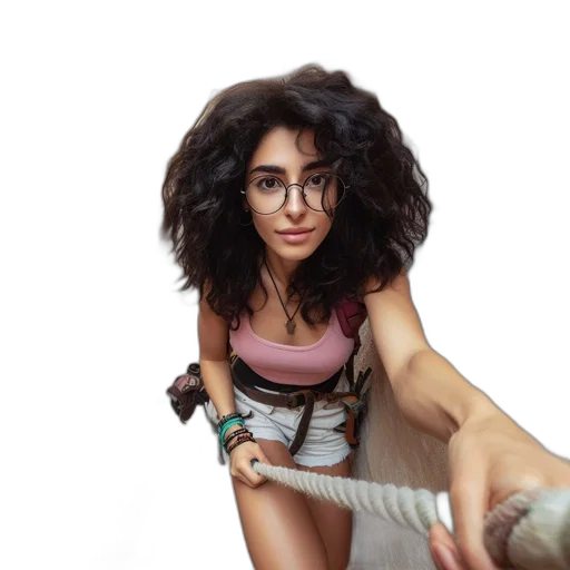 weapon, hair, staff, jewelry transparent PNG cut-out
