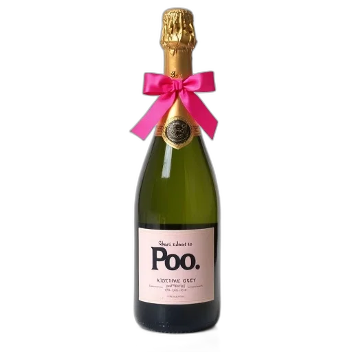 bottle, champagne, pink, ribbon transparent PNG cut-out