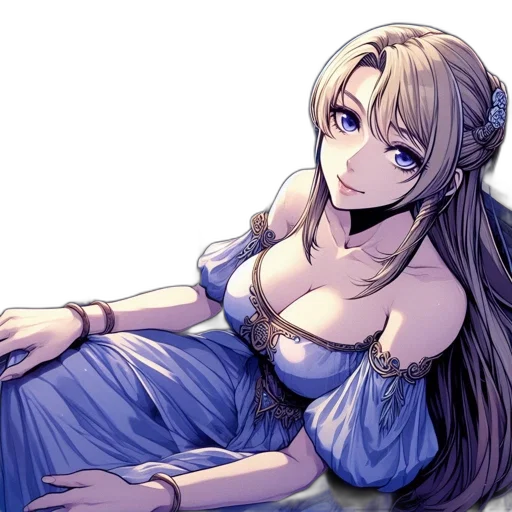 dress, crown, jewelry, staff transparent PNG cut-out