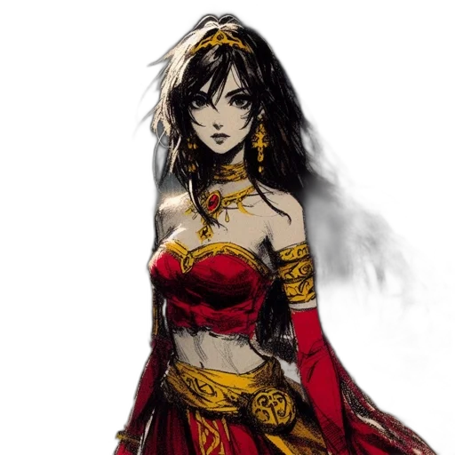 dress, fantasy art, concept art, comic book art transparent PNG cut-out