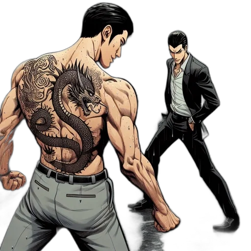 comic book art, concept art, cartoon, two transparent PNG cut-out
