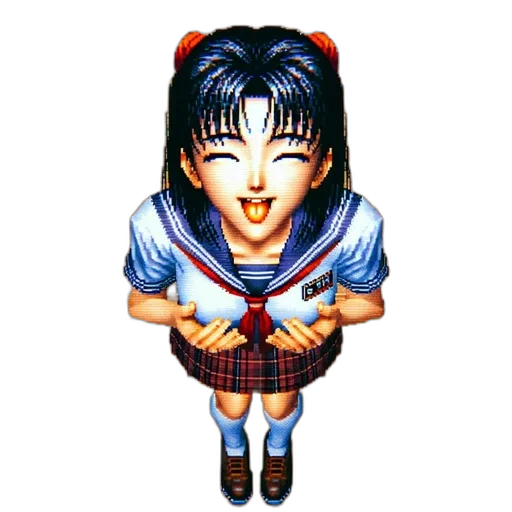 dress, face, pixel art, vaporwave transparent PNG cut-out