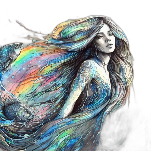 hair, dress, fantasy art, watercolor transparent PNG cut-out