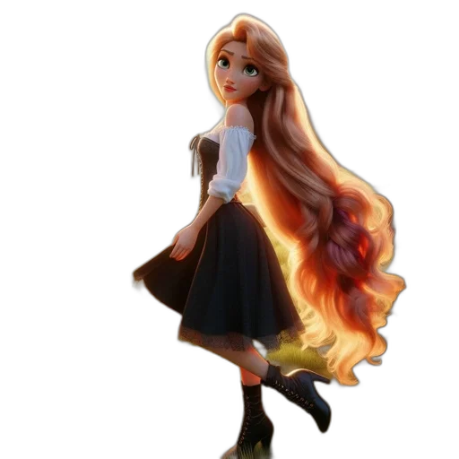dress, hair, staff, concept art transparent PNG cut-out