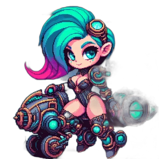 robot, cyberpunk, fantasy art, pixel art transparent PNG cut-out