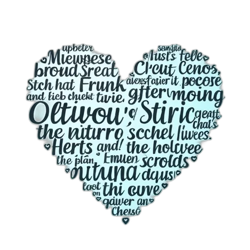 heart-shaped, arrangement, various, words transparent PNG cut-out