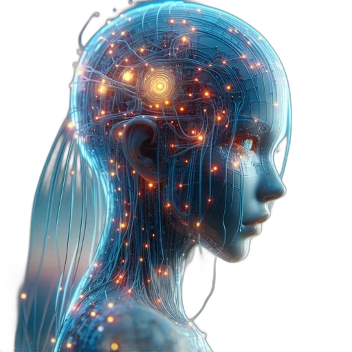robot, face, crown, cyberpunk transparent PNG cut-out