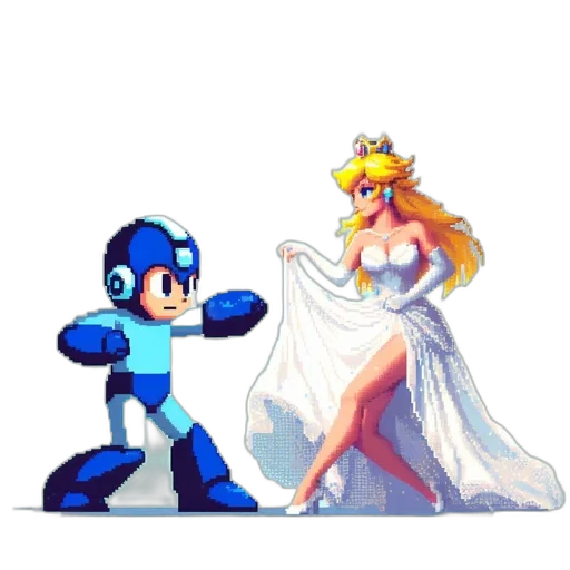 robot, dress, pixel art, concept art transparent PNG cut-out