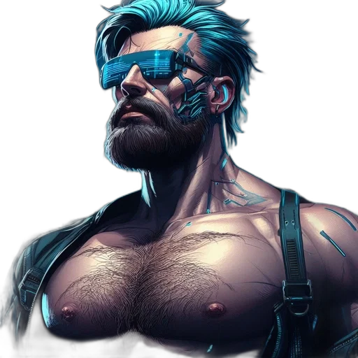 face, cyberpunk, comic book art, concept art transparent PNG cut-out