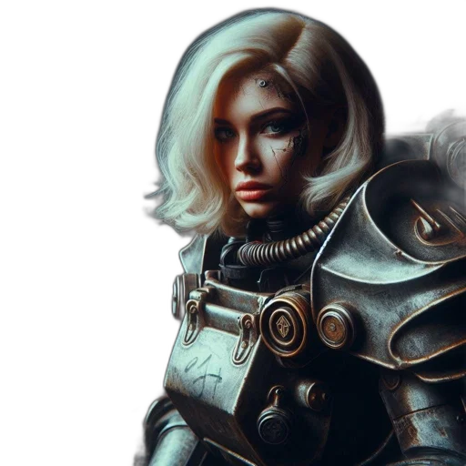 face, robot, sword, fantasy art transparent PNG cut-out