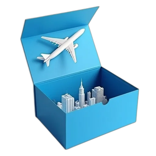 3d render, blue, coup, box transparent PNG cut-out
