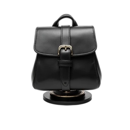 black, leather, bag, metal transparent PNG cut-out