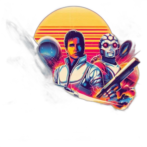 robot, mask, pixel art, vaporwave transparent PNG cut-out
