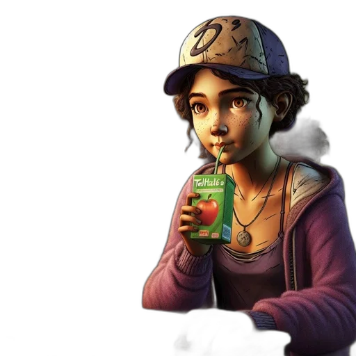 bottle, hat, face, jacket transparent PNG cut-out