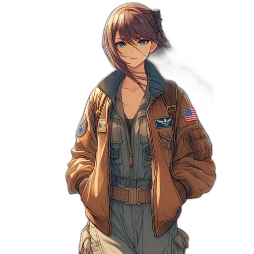 jacket, staff, weapon, creature transparent PNG cut-out