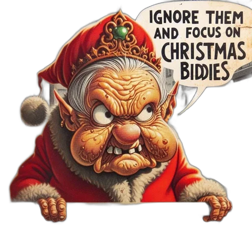 illustrated, santa, claus, scowl transparent PNG cut-out