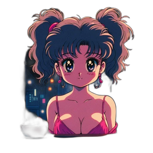 hair, dress, anime, vaporwave transparent PNG cut-out