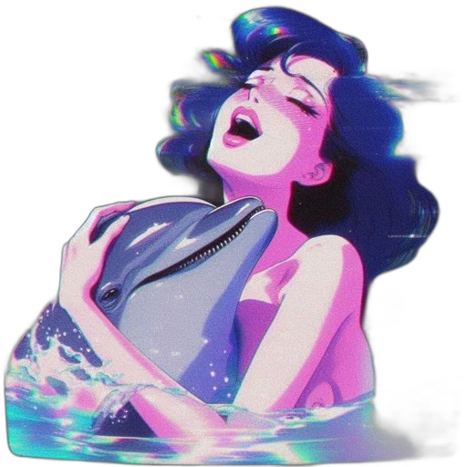 vaporwave, comic book art, concept art, watercolor transparent PNG cut-out