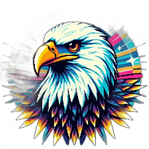 animal, staff, vaporwave, pixel art transparent PNG cut-out