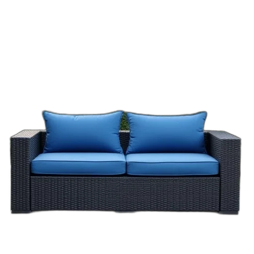 furniture, 3d render, photorealistic, blue transparent PNG cut-out