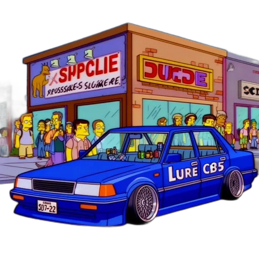 car, vaporwave, cartoon, concept art transparent PNG cut-out