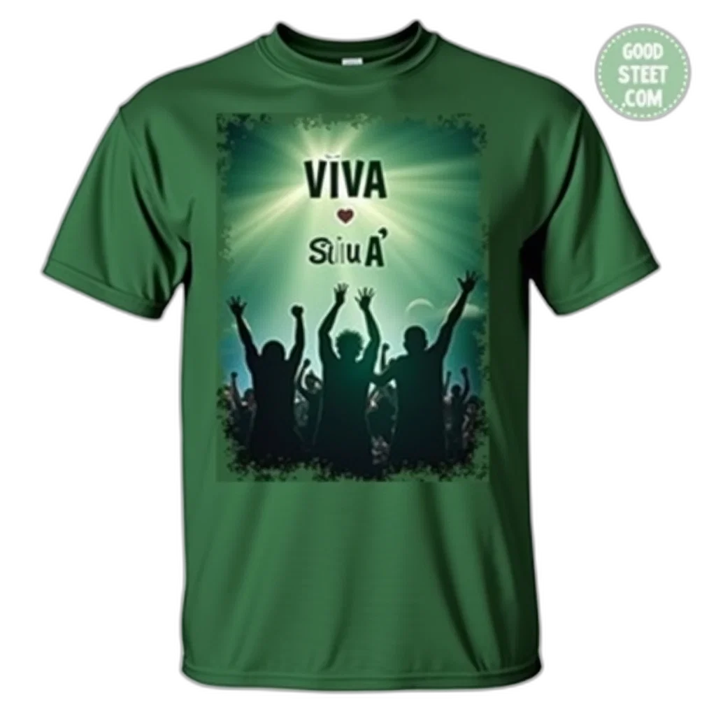 green, t-shirt, graphic, three transparent PNG cut-out