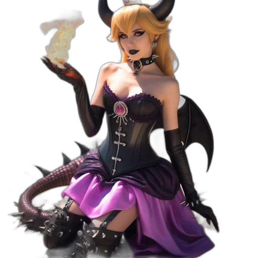 dragon, dress, staff, weapon transparent PNG cut-out