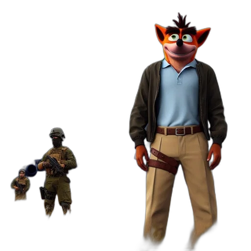 mask, jacket, staff, creature transparent PNG cut-out