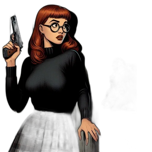 dress, weapon, staff, comic book art transparent PNG cut-out