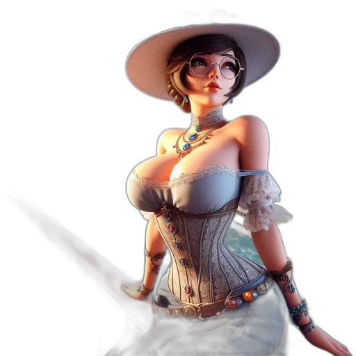 dress, hat, staff, weapon transparent PNG cut-out