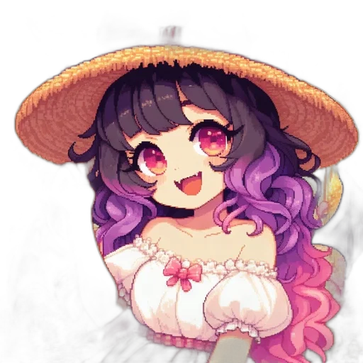 hat, dress, staff, flower transparent PNG cut-out